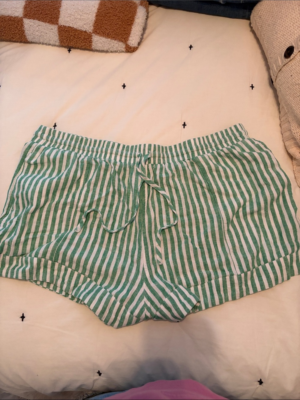 Universal Thread Green and White Striped Drawstring Lounge Shorts